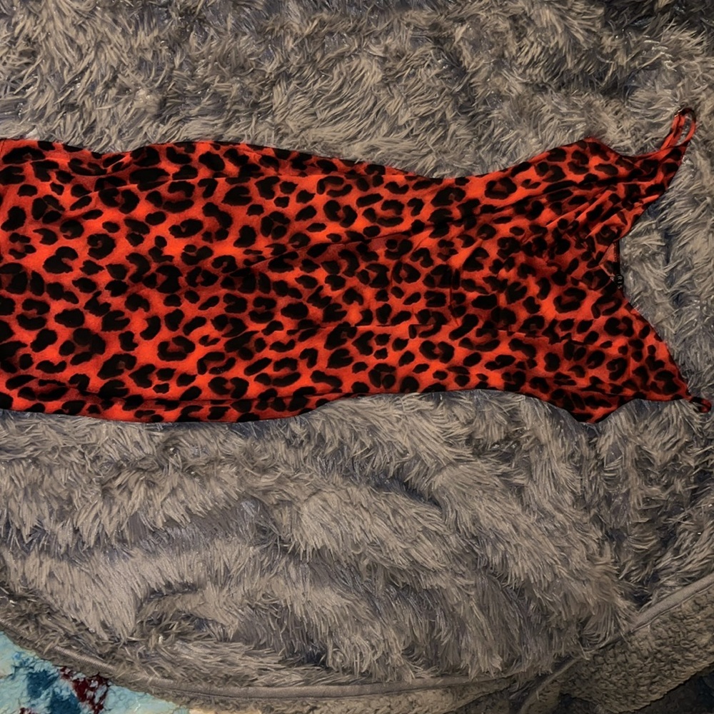 Red leopard dress